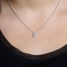 Afrodit Silver Pırlanta Modeli Damla Gümüş Kadın Kolye