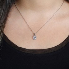 Afrodit Silver Baget Taşlı Gümüş Kadın Kolye