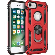 Kzy Apple iPhone 6s Kapak Military Yüzüklü Stantlı Panzer Tank Kılıf Kırmızı