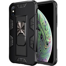 Kzy Apple iPhone x Kapak Standlı Mıknatıslı Tank Kılıf Siyah