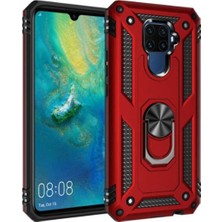Kzy Huawei Mate 20 Lite Kapak Military Yüzüklü Stantlı Panzer Tank Kılıf Kırmızı