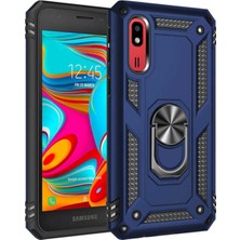 Kzy Samsung Galaxy A2 Core Kapak Military Yüzüklü Stantlı Panzer Tank Kılıf Lacivert