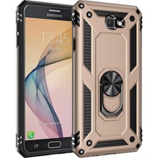 Kzy Samsung Galaxy J7 Prime Kapak Military Yüzüklü Stantlı Panzer Tank Kılıf Gold
