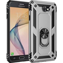 Kzy Samsung Galaxy J7 Prime Kapak Military Yüzüklü Stantlı Panzer Tank Kılıf Gri