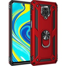 Kzy Xiaomi Redmi Note 9 Pro Kapak Military Yüzüklü Stantlı Panzer Tank Kılıf Kırmızı