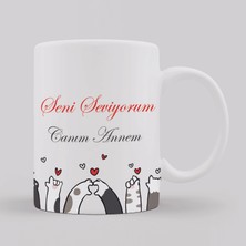 Kitapeli Kupa Bardak Anneler Günü Seni Seviyorum Anne Kedi Patisi Kalp Kişiye Özel