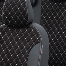 Otom Citroen C3 Aircross 2017-Sonrası Özel Üretim Koltuk Kılıfı Madrid Design Tay Tüyü Siyah - Beyaz