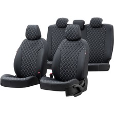 Otom Ford Transit Custom 2012-Sonrası 2+1 (3 Kişi) Özel Üretim Koltuk Kılıfı Madrid Design Deri Siyah - Beyaz