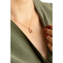 By Barun Yıldız Siyah Taşlı Gümüş Kolye -Rose