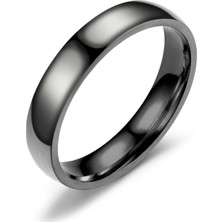Chavin 4 mm Söz Nişan Siyah Unisex Çelik Yüzük
