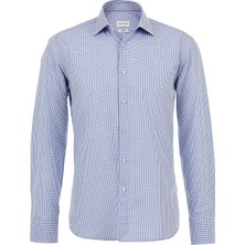 Emnana Mavi Kareli Slim Fit Gömlek