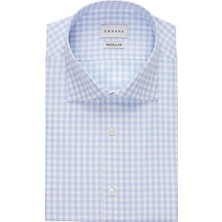 Emnana Açık Mavi Kareli Regular Fit Gömlek