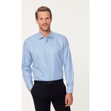 Emnana Mavi Kareli Slim Fit Gömlek