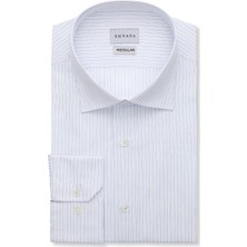 Emnana Lacivert Çizgili Regular Fit Gömlek