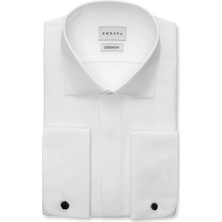 Emnana Beyaz Premium İtalyan Yaka Regular Fit Smokin Gömlek