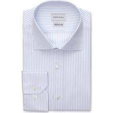 Emnana Mavi Çizgili Premium Regular Fit Gömlek
