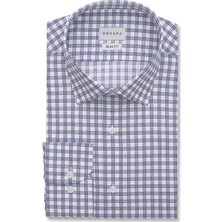 Emnana Mavi Kareli Slim Fit Gömlek