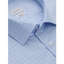 Emnana Açık Mavi Kareli Slim Fit Gömlek