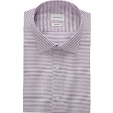 Emnana Mor Desenli Kısa Kollu Slim Fit Gömlek