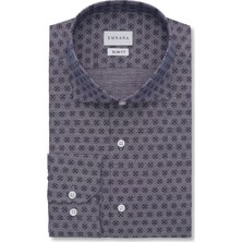 Emnana Gri Desenli Slim Fit Print Gömlek