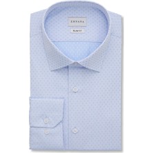 Emnana Mavi Desenli Slim Fit Gömlek