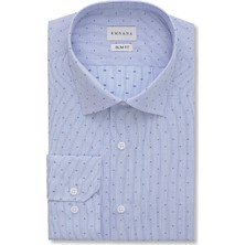Emnana Mavi Desenli Slim Fit Gömlek