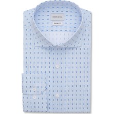 Emnana Açık Mavi Desenli Slim Fit Print Gömlek