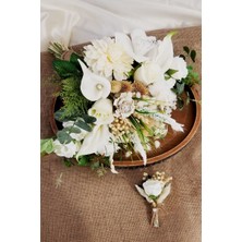 Yapay Çiçek Deposu Gelin Buketi Elbertina 2li Set