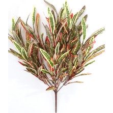 Yapay Çiçek Deposu Yapay Ince Yapraklı Kabarık Dekoratif Bitki Yeşil-Kızıl