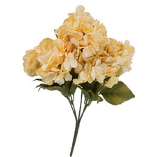 Yapay Çiçek Deposu 5 Dal Lux Pastel Ortanca Demeti Sarı