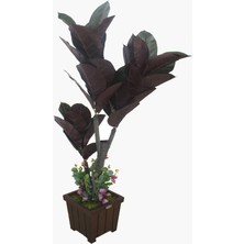 Yapay Çiçek Deposu Yapay 3lü Ağaç 115 cm Kızıl-Yeşil