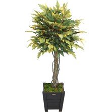 Yapay Çiçek Deposu Yapay Bodur Çınar Ağacı 140 cm Yeşil-Sarı