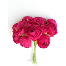 Yapay Çiçek Deposu 16LI Ipek Şakayık Gül Demeti Bordo