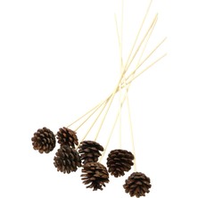 Yapay Çiçek Deposu 7li Çam Kozalak Bambu Saplı Naturel