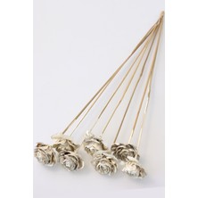 Yapay Çiçek Deposu Cedar Rose 7li Demet 45 cm Retro Ekru