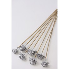 Yapay Çiçek Deposu Cedar Rose 7li Demet 45 cm Gümüş