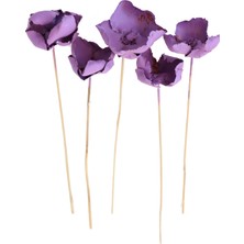 Yapay Çiçek Deposu Kuru Çiçek 5li Palm Cup Demeti 45 cm Retro Mor