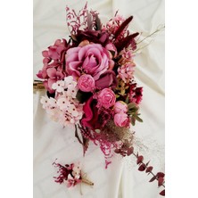 Yapay Çiçek Deposu Abril Mor Tonlar Gelin Çiçeği 2li Set