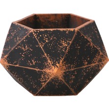 Yapay Çiçek Deposu Handmade Beton Saksı 10.6 cm Model-11 Siyah-Bakır Yaldızlı