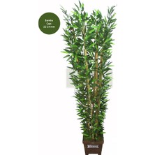 Yapay Çiçek Deposu 6 Gövdeli Yeşil Yapay Bambu Ağacı 180 cm Ahşap Saksılı Düğün Etkinlik Dekoru