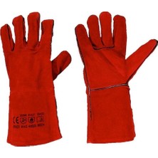 Demir Deri Kaynak Eldiveni Kaynakçı Koruyucu Eldiven Kırmızı No:9