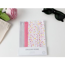 English Home Mıny Dots Pamuk Maske 9,5 x 18 cm Beyaz - Pembe