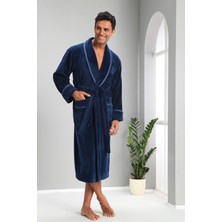 Nuşa Ns Nakış Şeritli Bambu Cotton Erkek Bornozu