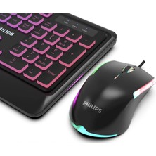 Philips SPT8294 Siyah Rainbow Rgb Aydınlatmalı Sessiz USB Gaming Klavye + Mouse Set