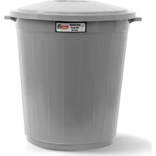 Afacan Plastik 50 lt Gri Kapaklı Yuvarlak Çöp Kovası