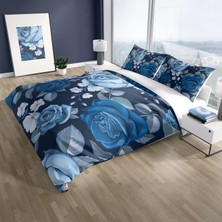 Monohome Cattleya Blue Flower  Pamuk Saten Çift Kişilik Nevresim Takımı
