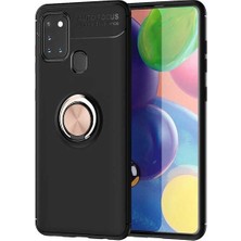 Tekno Grup Samsung Galaxy M21 Kılıf Ultra Korumalı Yüzüklü Manyetik Ravel Silikon + Cam Ekran Koruyucu Rose