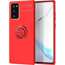Tekno Grup Samsung Galaxy Note 20 Kılıf Ultra Korumalı Yüzüklü Manyetik Ravel Silikon + Tam Kaplayan 6d Polymer Nano Ekran Koruyucu Kırmızı