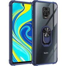 Tekno Grup Xiaomi Redmi Note 9 Pro Kılıf Korumalı Yüzüklü Standlı Mola Kapak Lacivert