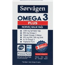 Sorvagen Omega 3 Plus Saf Norveç Balık Yağı, 60 Kapsül, 1200MG